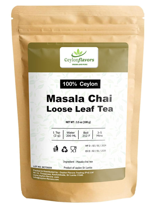 Organic Masala Chai Tea | FBOP | From Ceylon Sri Lanka 3.5oz / 100g