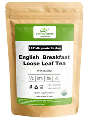 Certified Organic English Breakfast Loose Leaf Tea | From Ceylon Sri Lanka | 3.5oz / 100g