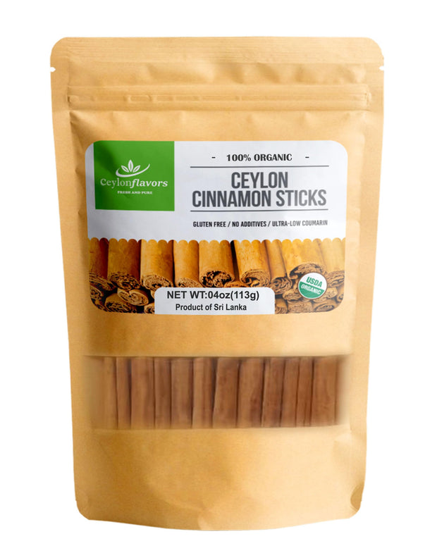 Organic Ceylon Cinnamon sticks 3" (4 oz)