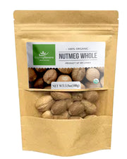 Organic Whole Nutmeg (3.5 oz), Premium Grade, Harvested & Packed from a USDA Certified Organic Farm in Sri Lanka (stand up resealable pouch)